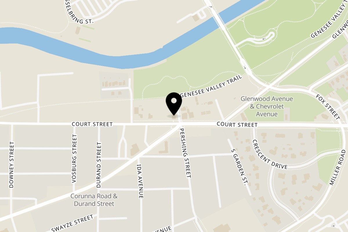 Map showing the location of La Azteca Taco House on 1902 W Court St in Flint